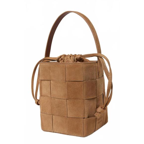 NEW LOEFFLER RANDALL women's laith wide woven top handle bag in toffee - Picture 2 of 5